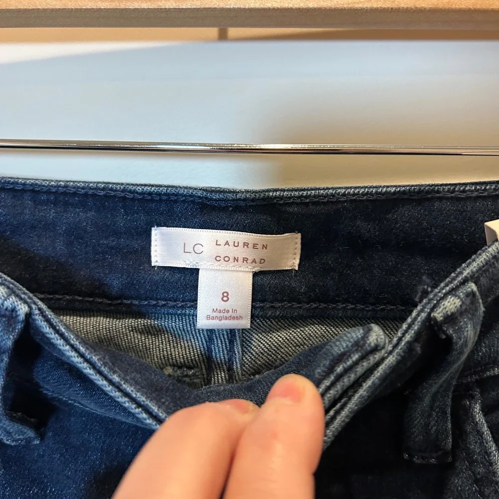 LC Lauren Conrad High-Rise Skinny Jeans Goldwash Dark Blue Size 8‎ NWT